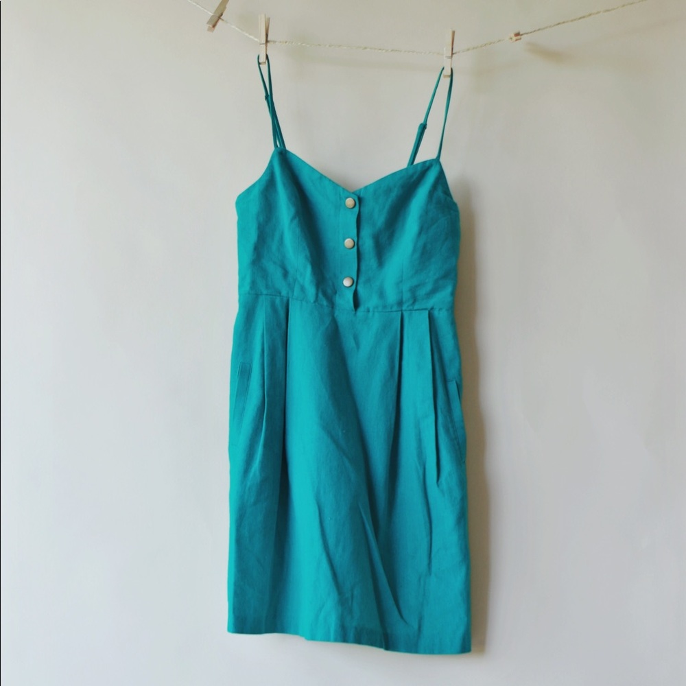 *URBAN OUTFITTERS* Teal snap button summer dress